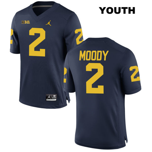 Youth NCAA Michigan Wolverines Jake Moody #2 Navy Jordan Brand Authentic Stitched Football College Jersey SA25V52QK